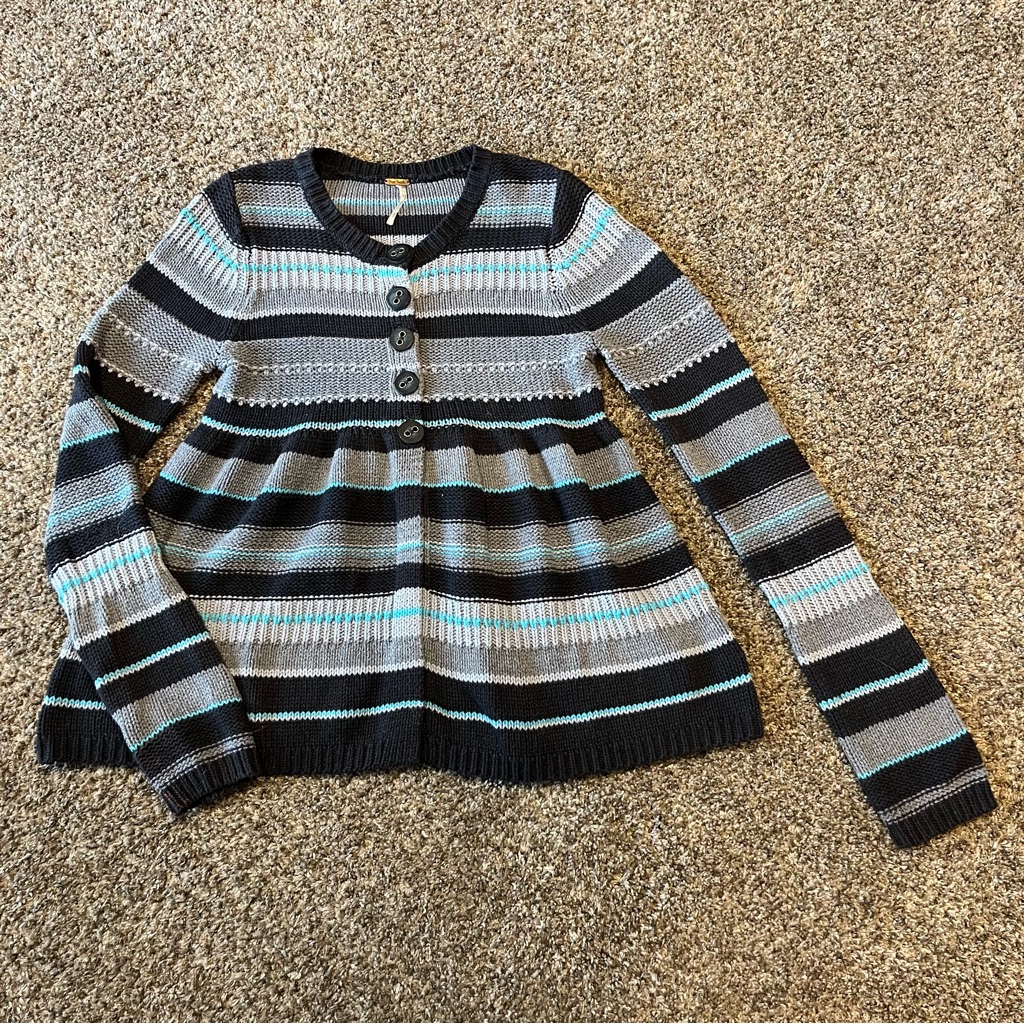 Free People Striped Babydoll Cardigan Size Small Free People Striped Babydoll Cardigan Size Small